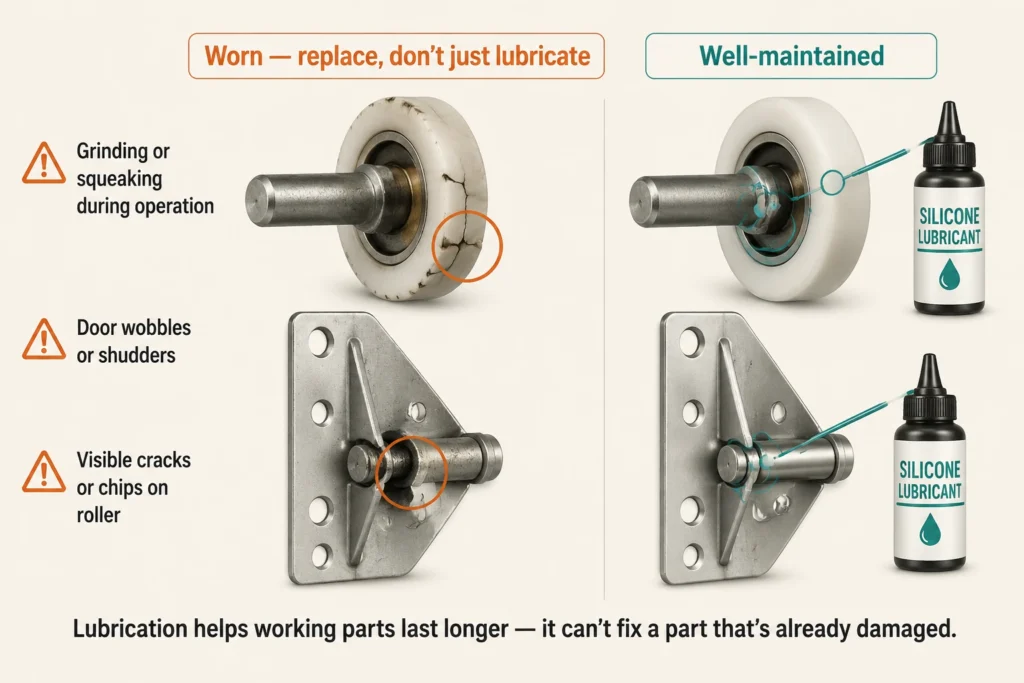 Worn Rollers or Hinges Are Slowing the Door