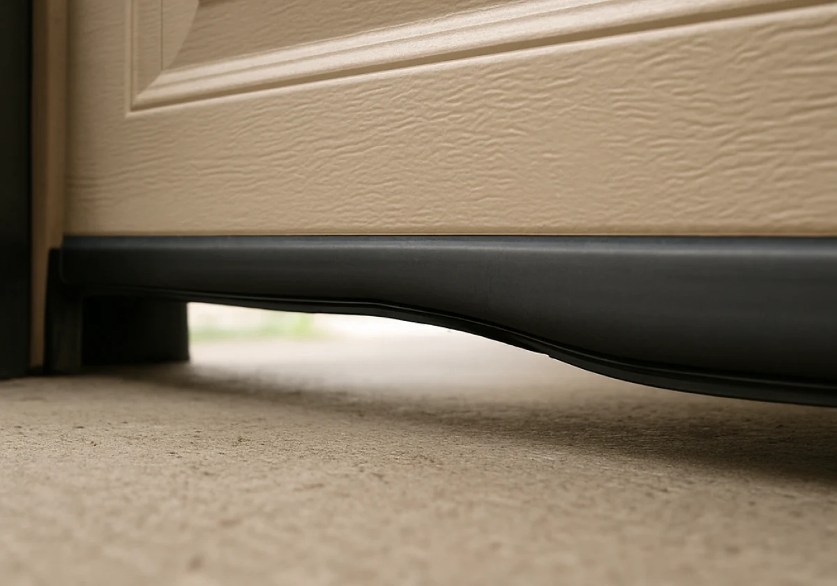 Low-angle close-up photograph of the bottom rubber seal